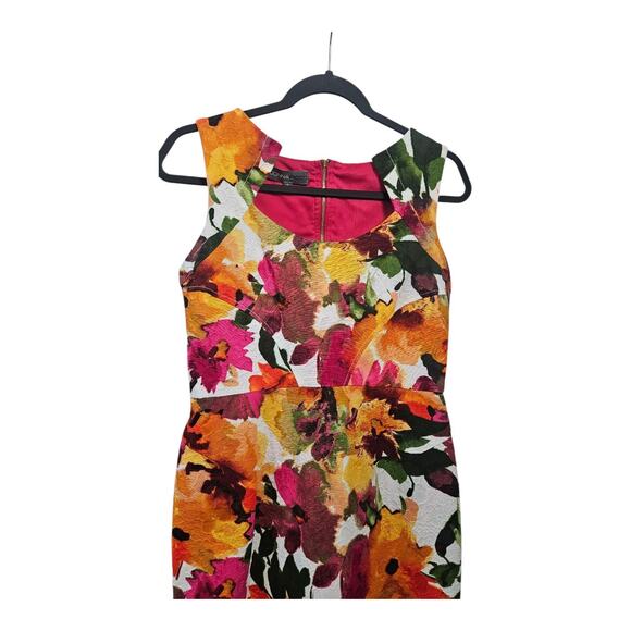 Donna Ricco Sheath Dress Womens 6 Sleeveless Multi Floral Knee Length Lined - Picture 3 of 9